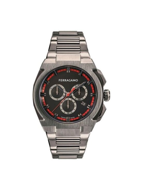 NWT Ferragamo Edge Chronograph Quartz Black Dial Men\'s Watch